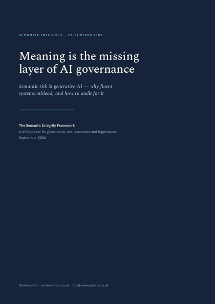 Cover of the white paper: Meaning is the missing layer of AI governance